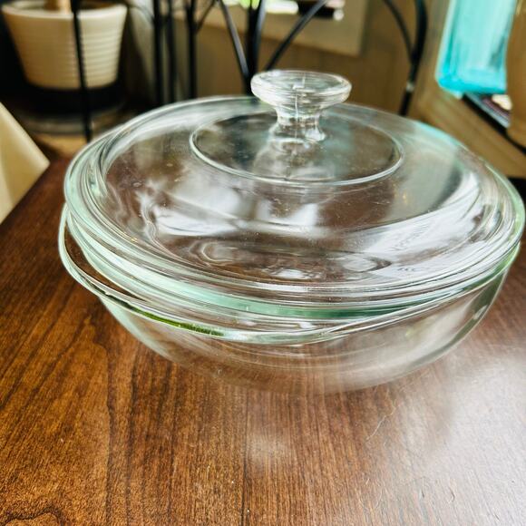 Vintage PYREX Originals Clear Dome Lid w Knob 2 QT Casserole dish bowl 024 - Picture 5 of 10